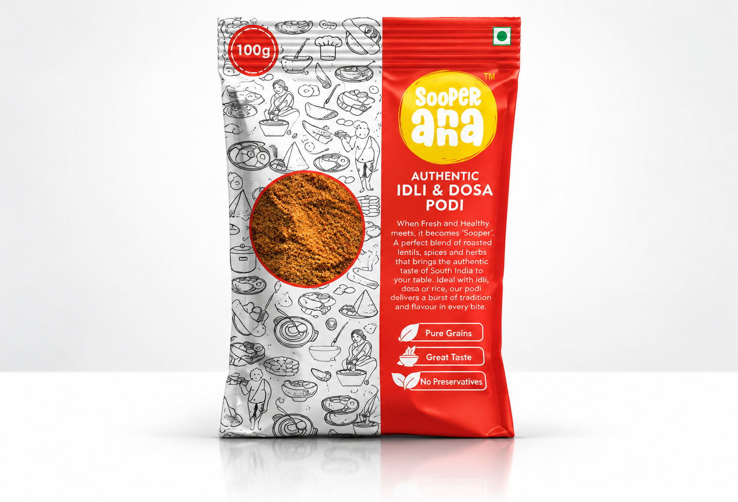 Sooper Anna — Authentic Idli & Dosa Podi Packaging